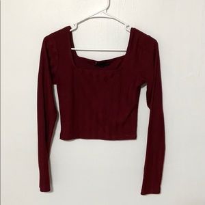 Urban Outfitters Burgundy Square Neck Top